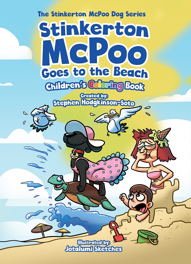 Stinkerton McPoo Goes to the Beach Children's Colouring Book Cover